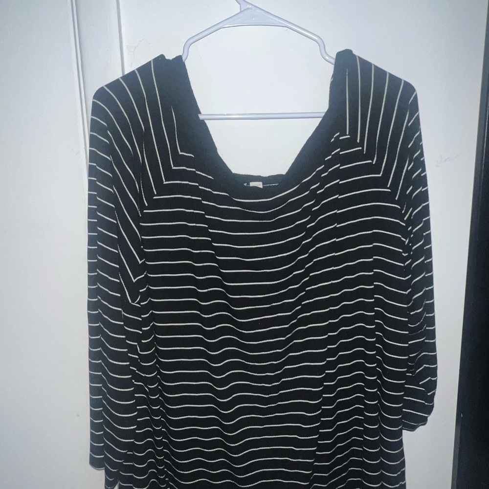 Cato Black and White Striped Blouse